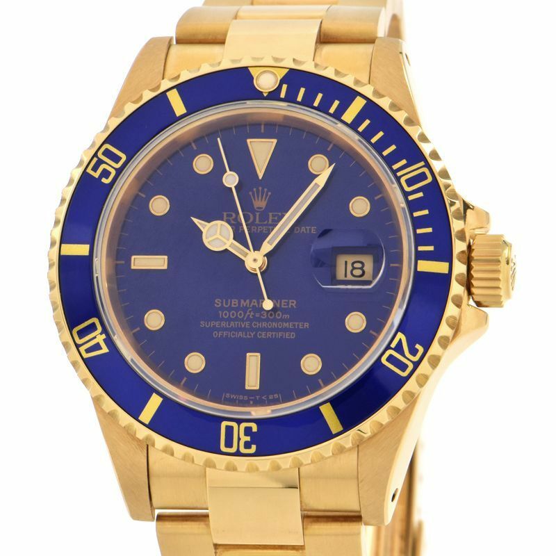 [3年保証] ロレックス メンズ サブマリーナー デイト 16618 N番 K18YG ダイバーズウォッチ 青サブ ブルー 自動巻き 腕時計 中古 送料無料
