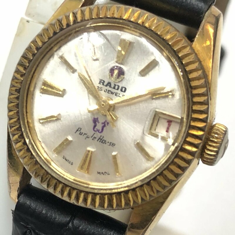 【ジャンク品】RADO ラドー パープルホース 手巻き レディース腕時計 ゴールド 社外ベルト