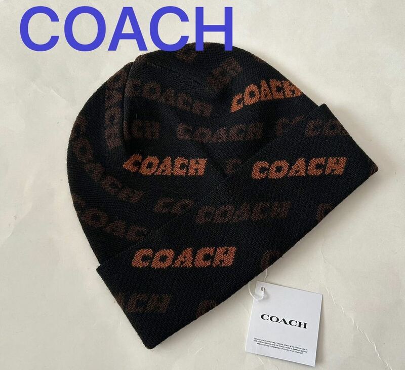 ［送料無料］新品◆コーチ COACH◆CK711 ニット帽 キャップ 帽子 ビーニー ウール100％ 1 男女兼用