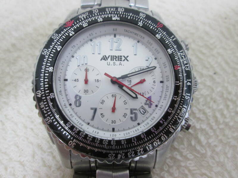 (98) ♪アヴィレックス AVIREX USA メンズ腕時計 クロノグラフ AVX-PC11 2023年12月電池交換済み 稼働品