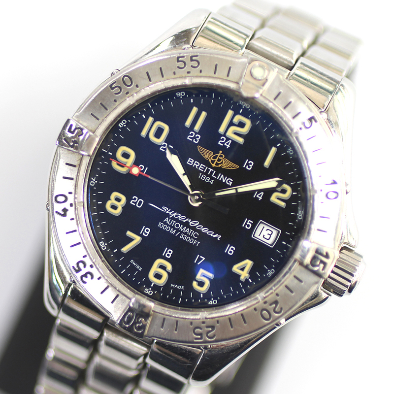 【BREITLING】ブライトリング スーパーオーシャン ブルー文字盤 A17340 自動巻き レディース 腕時計