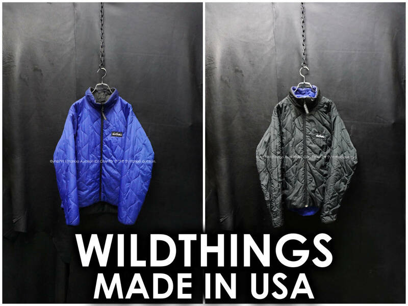 USA製 WILD THINGS リバーキルト プリマロフト キルティングジャケット リバーシブル Sサイズ 90s/00s 青/黒 ワイルドシングス ビンテージ