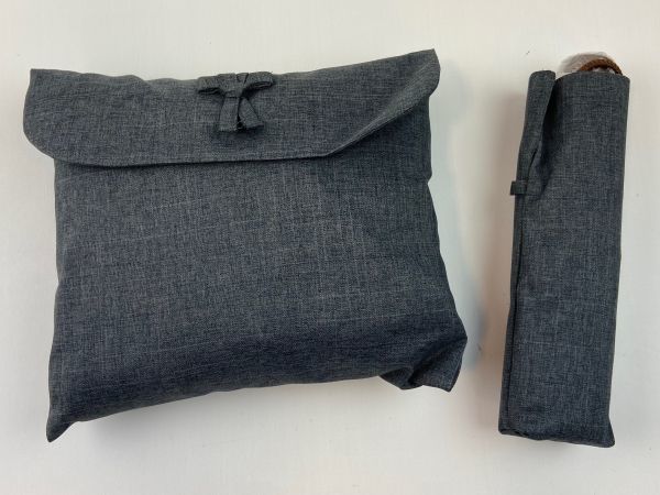 ▼三作▼新品　雨コート　折り畳み傘セット　防寒　チリ除け　撥水加工　グレー　Sサイズ