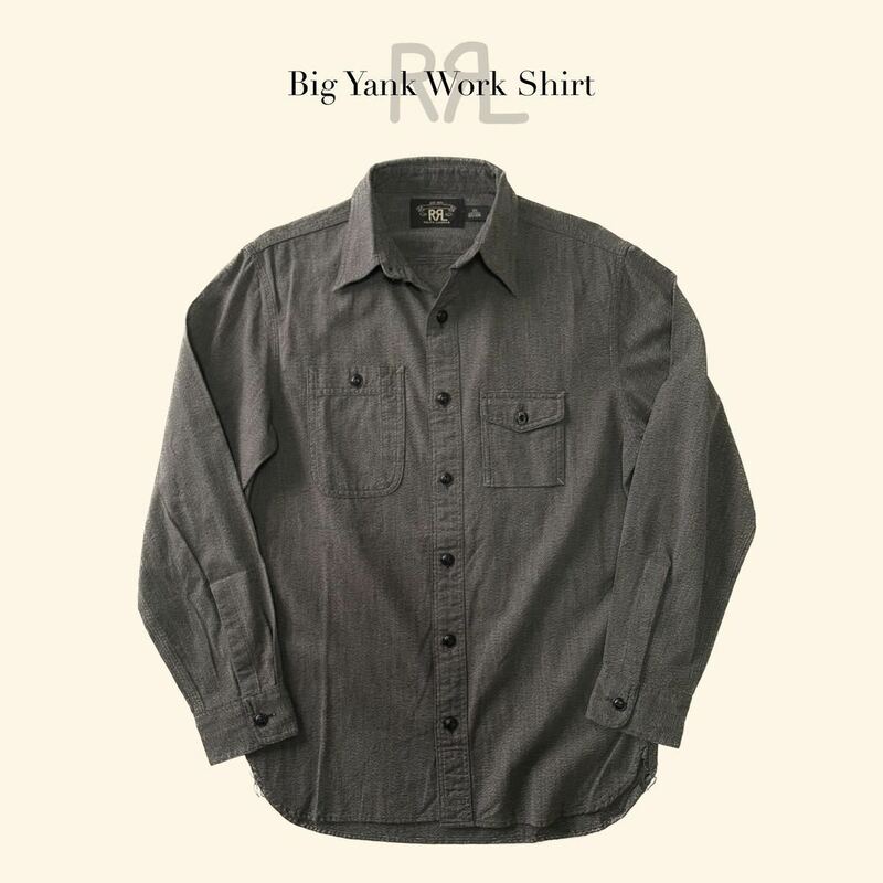 RRL “Big Yank Work Shirt” XS ごま塩 黒シャン シャンブレー ワーク シャツ ガチャポケ Ralph Lauren ヴィンテージ