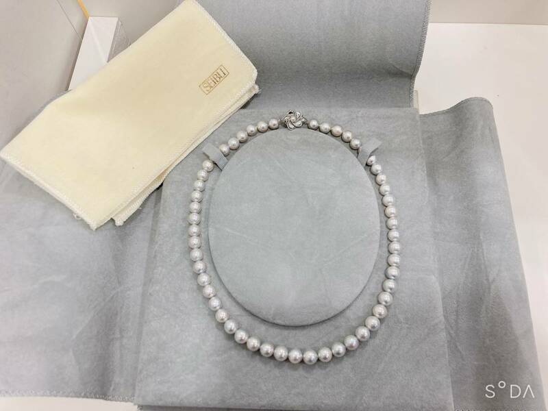 ◆あこや真珠 アコヤ真珠 ネックレス 7.7mm ナチュラルブルー K14WG金具 総重量約37g アクセサリー ジュエリー 真珠 ネックレス