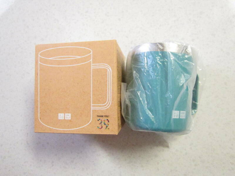 UNIQLO ☆ ユニクロ 非売品 ノベルティ 未使用 ステンレス マグ カップ 420ml ターコイズブルー 39th 感謝祭