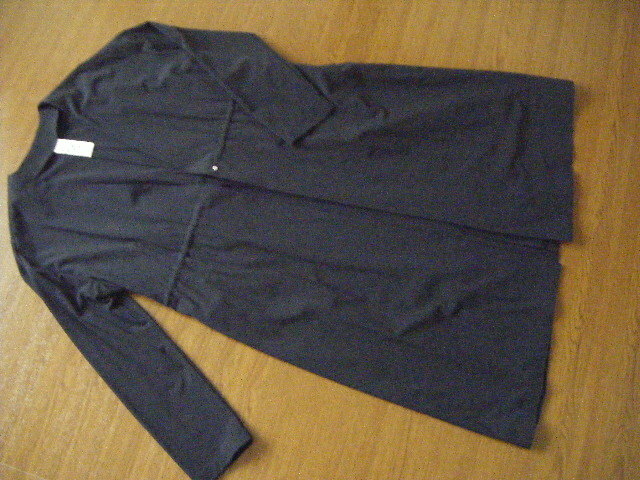 フェリシモ・小さいサイズSP・ロングジャケット・アウター・コート・濃紺ネイビー・ストレッチ