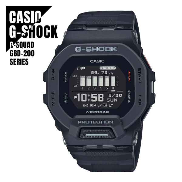 CASIO カシオ G-SHOCK Gショック G-SQUAD Gスクワッド スマートフォンリンク Bluetooth通信 GBD-200-1 ブラック 腕時計 メンズ ★新品