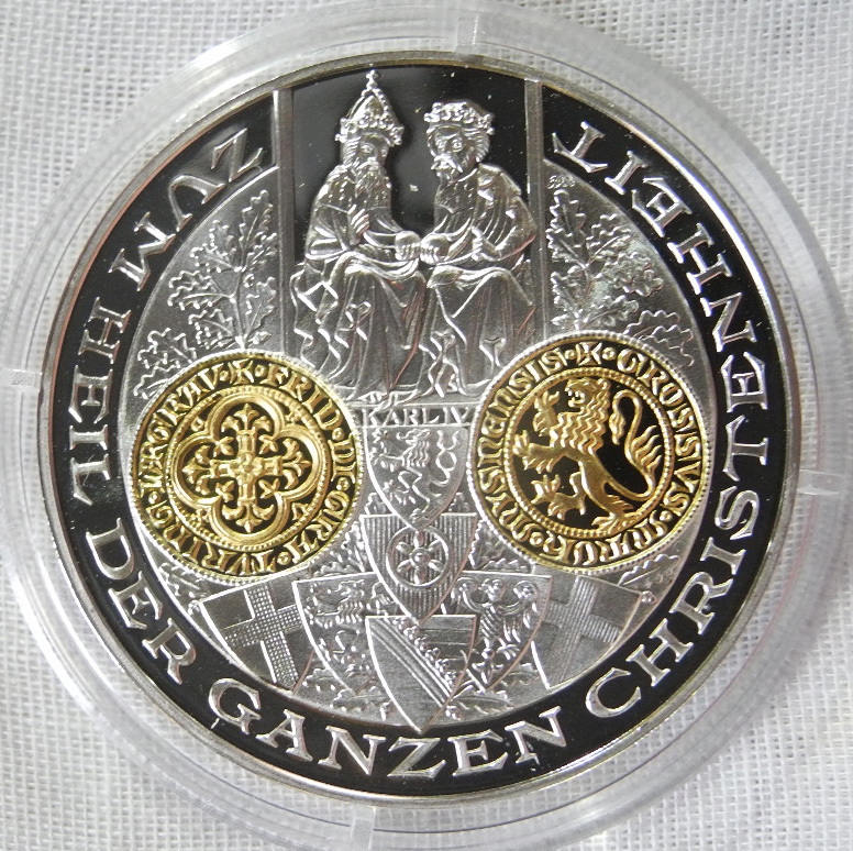 ドイツ 貨幣 1200年記念 プルーフ 純銀メダル 銀貨 キリストの救済 金貨 マルク ターラー 24金メッキ 新品レア！