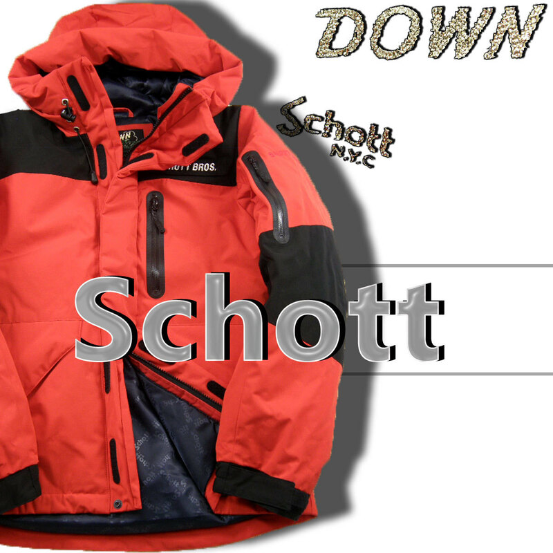 新品 SCHOTT 【ダウン】 フード付き 定価3万7400円 擦れに強い! XL レッド ツートンカラー ★332785 ショット Schott