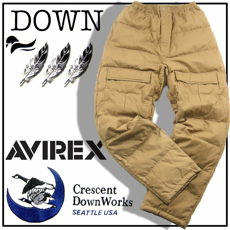 新品 アメリカ製 【AVIREX × Crescent Down Works】 ダウン パンツ 定価10万7800円 L ★350449 アヴィレックス クレセントダウンワークス