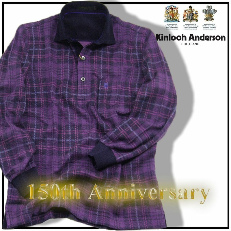 新品 英国 Kinloch Anderson 【150周年記念】 タータンチェック 日本製 ニットシャツ L セーター オンオフ 310403 キンロックアンダーソン