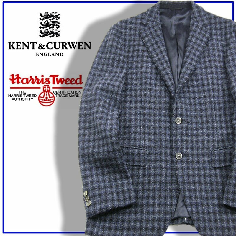 新品 KENT＆CURWEN 【ハリスツイード】 定価6万9300円 【日本製】 貝ボタン ジャケット LL 秋冬 ★290241 Harris Tweed ケント＆カーウェン