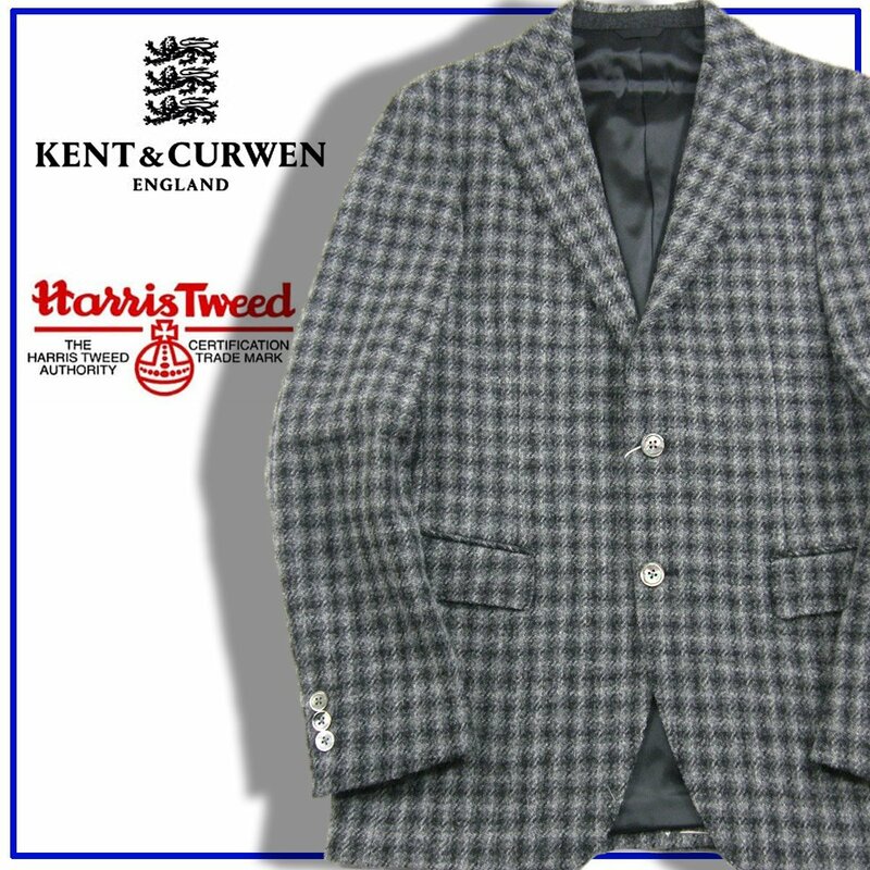 新品 KENT＆CURWEN 【ハリスツイード】 定価6万9300円 【日本製】 貝ボタン ジャケット M 秋冬 ★290240 Harris Tweed ケント＆カーウェン