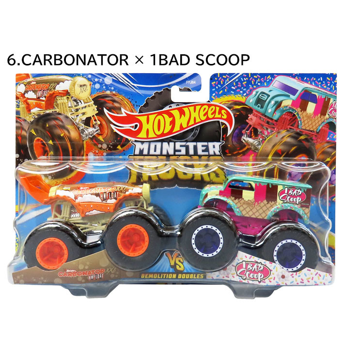 CARBONATOR × 1BAD SCOOP マテル ホットウィール モンスタートラック 2台セット Hot Wheels おもちゃ 車 プレゼント