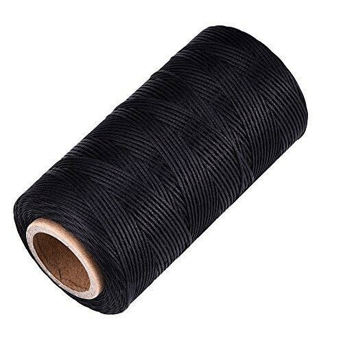 新品◆レザークラフト 蝋引き糸 手縫い 平紐タイプ 260m ◆黒