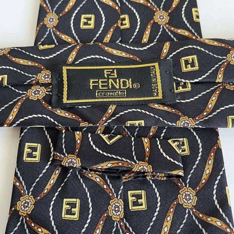 FENDI(フェンディ) 紺ブラウンズッカ柄ネクタイ