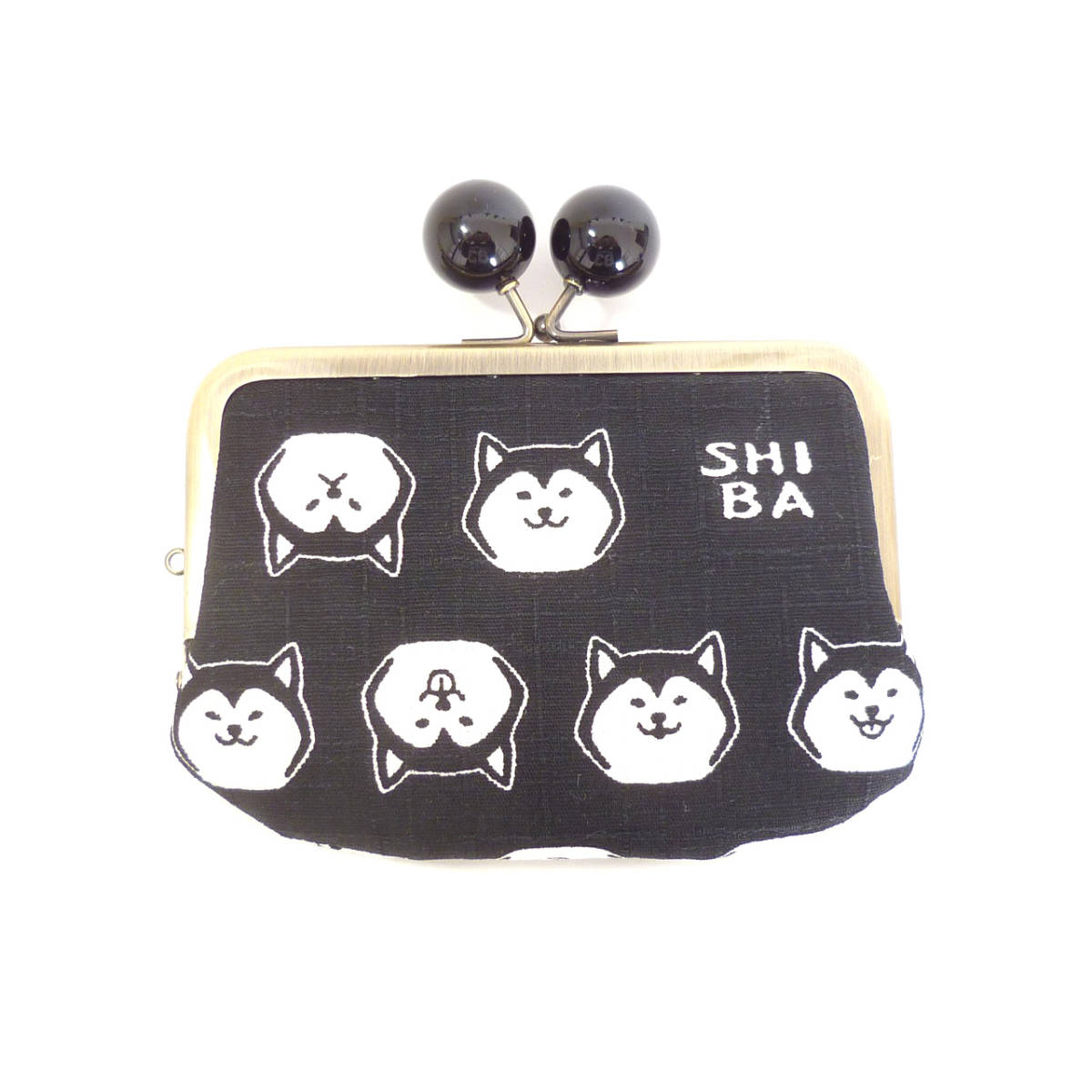 あめ玉 親子がま口財布 柴犬柄 しばわんこ 黒 ミニ財布 ハンドメイド G919