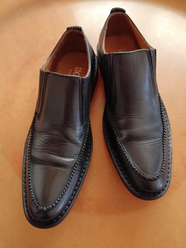 １度のみ使用 BOEMOS ボエモス良好レザー ローファー ブラック size 40 イタリア製 革靴 スリッポン 