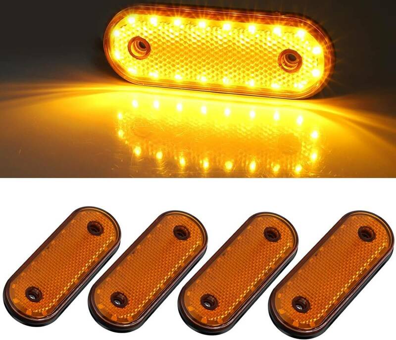 トラック用 サイド マーカー COB LED マーカーランプ 24V 防水 20連 LED 車用 カスタム 4個 アンバー イエロー