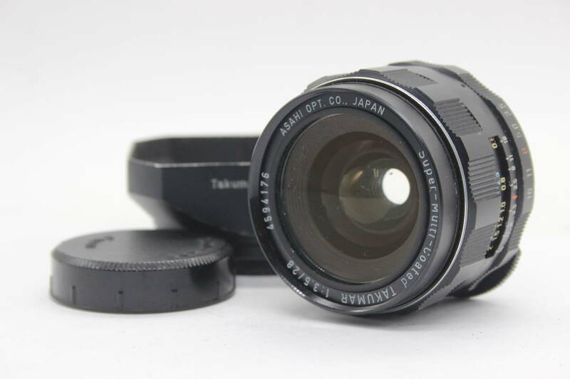 【訳あり品】 ペンタックス Pentax Super-Multi-Coated Takumar 28mm F3.5 M42マウント フード付き レンズ s4178