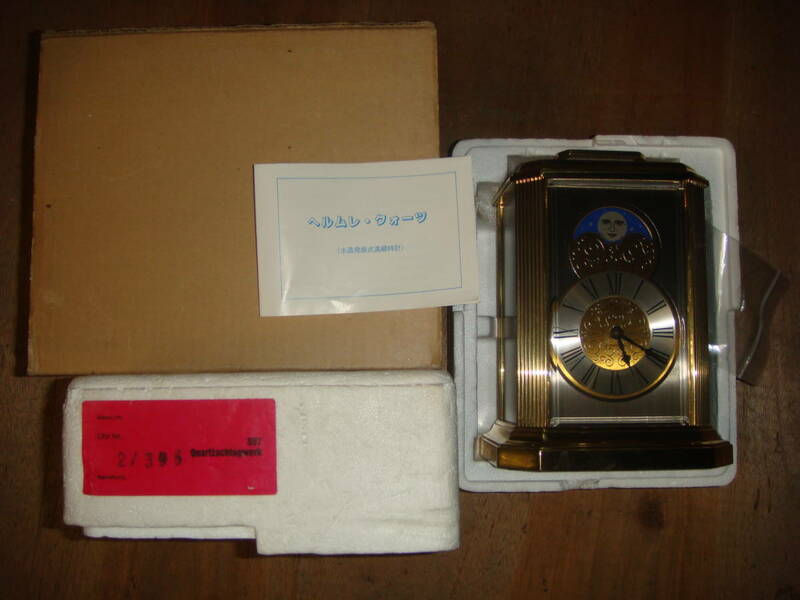 ◆◇861Z【新品】最高級ドイツ製　水晶　ヘルムレ　クオーツウェスト小型置時計（動品）定価125,000円！◇◆