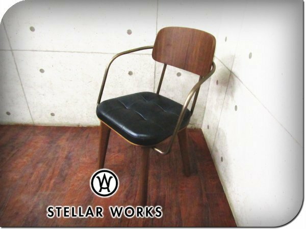 ■新品/未使用品/STELLAR WORKS/高級/FLYMEe/Utility Arm Chair V/ウォールナット/スチール/本革/Neri＆Hu/アームチェア/178,200円/ft8421k