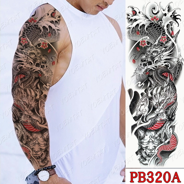 16A TATOOシール タトゥーシール 和柄 和彫り入れ墨シール 腕用入れ墨シール 簡単で長持ち イベントや動画撮影に リアルな刺青シール