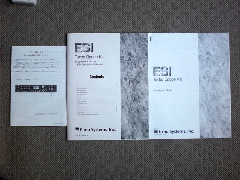 E-mu ESI-4000 簡易日本語マニュアル / ESI Tubo Option Kit 英語(Operations Manual / Installation Guide ) 合計3冊