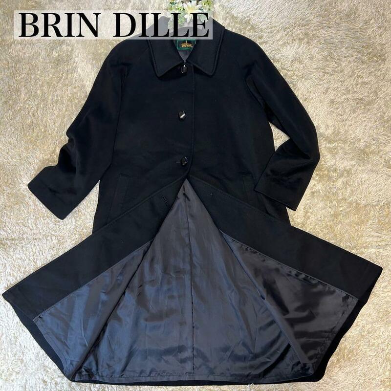 【極美品】ブランディーユカシミヤ100% コート 黒 Aライン 大きいサイズ　トレンチコート ロングコート ウールコート