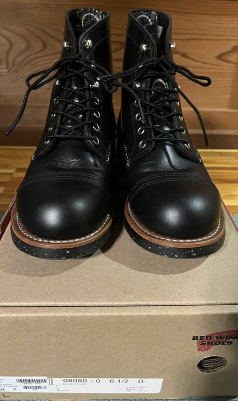 ブーツ レッドウィング redwing 8080 black 6.5d iron ranger 美品 24.5 キャップトゥ クローム