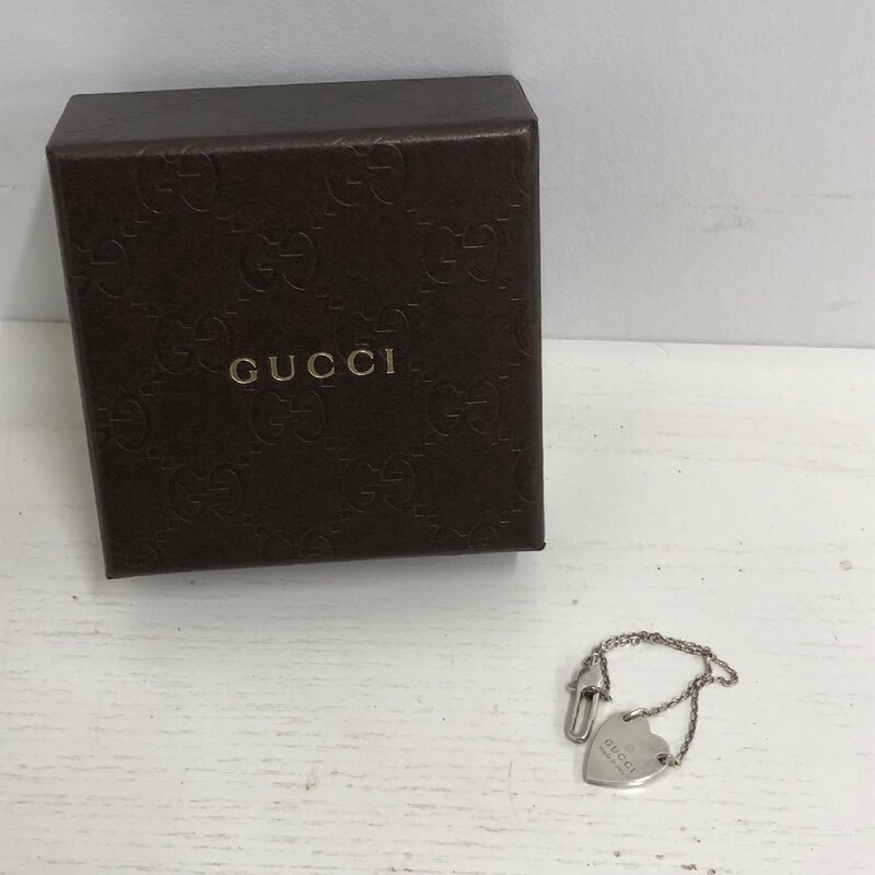 ◎J911 GUCCI グッチ ロゴ ハートブレスレット 16 Ag925刻印 シルバー (rt)