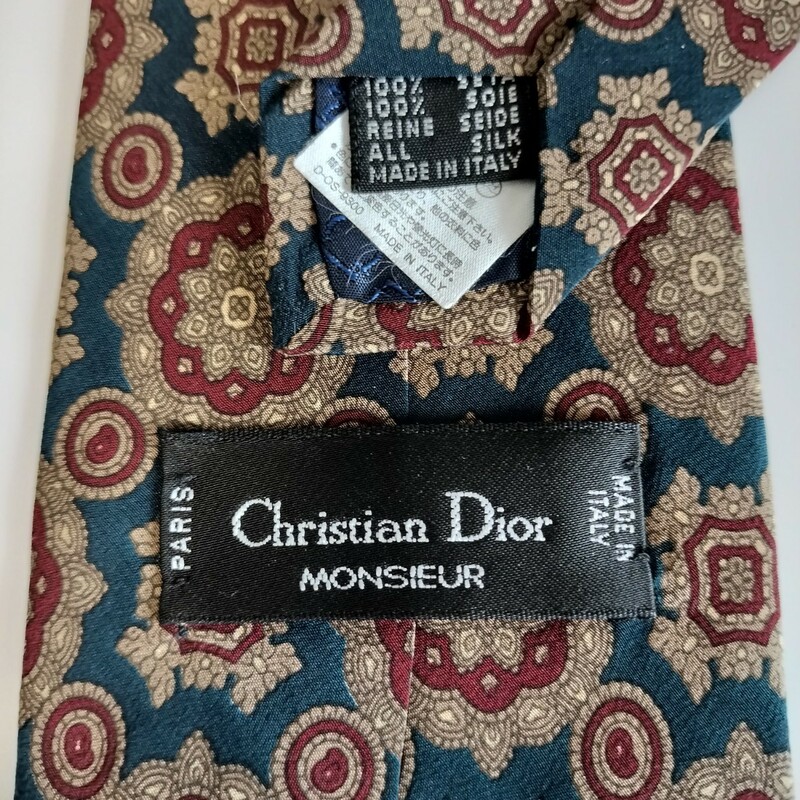 Christian Dior(クリスチャンディオール)黒臙脂色丸ネクタイ