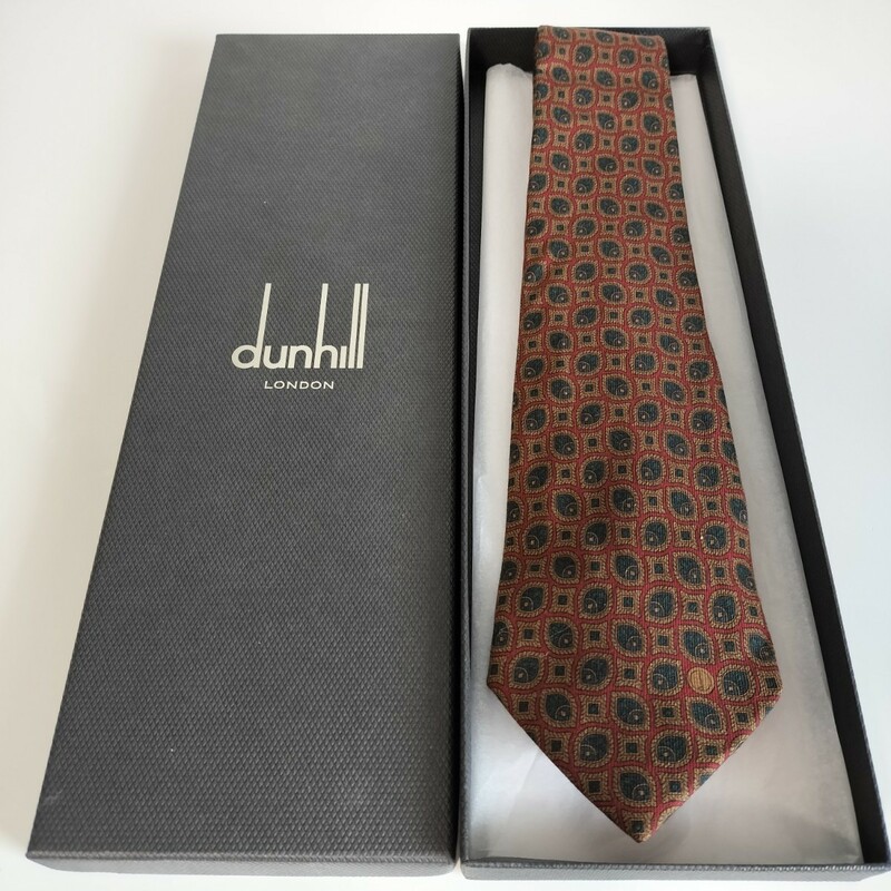 ダンヒル（Dunhill）ボルドー緑丸Dロゴネクタイ 