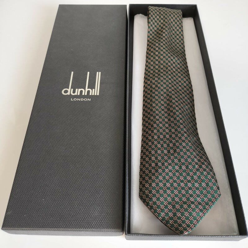 ダンヒル（Dunhill）緑赤小丸ネクタイ 
