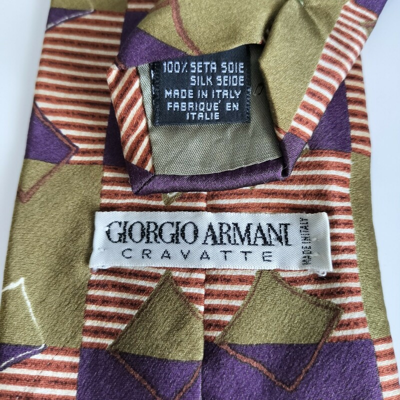 GIORGIO ARMANI(ジョルジオアルマーニ)紫緑茶四角ネクタイ