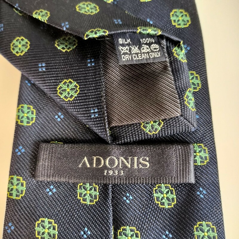 ADONIS1933（アドニス）紺緑ドットネクタイ