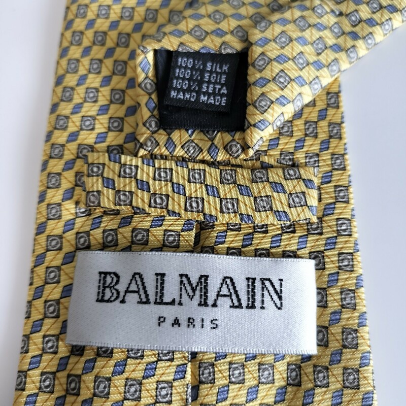 BALMAIN(バルマン)黄色マイクロスクエアネクタイ