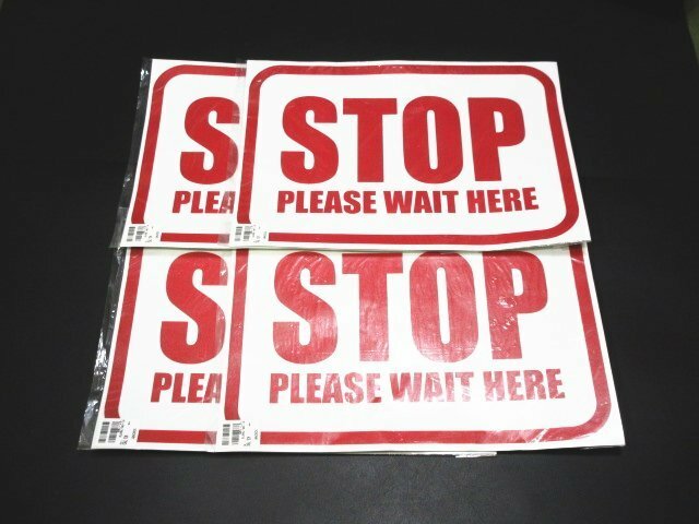 XA732◇ヘッズ STOP PLEASE WAIT HERE(ここでお待ちください) 標識ステッカー 2枚 総額15120円 // 計4点 // ストップ 標識シール / 未開封