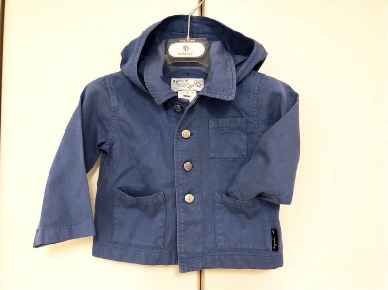アニエスベー フードつきコットンカバーオールジャケット ブルー 子供服 1an（約1才用) agnes b
