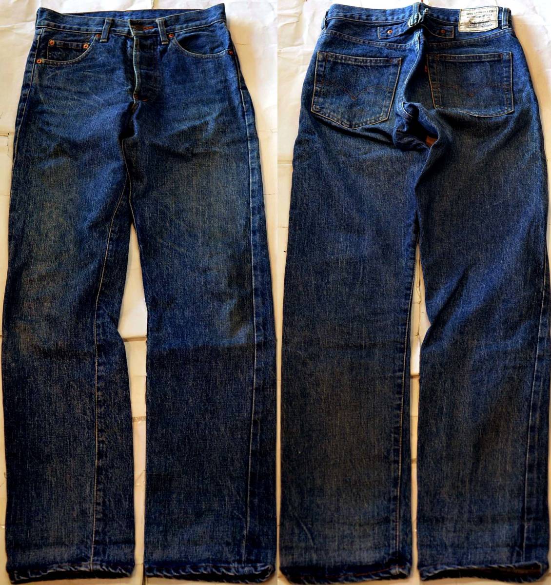 v751/LEVIS701 極上品！80's バックルバック 股リベット ビッグE 