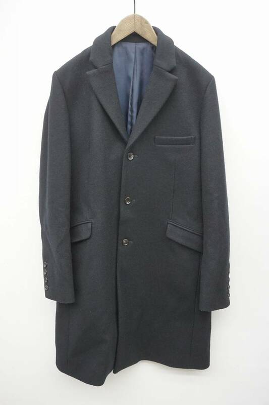 美品 14AW VICTIM ヴィクティム ビクティム CHESTER FIELD COAT チェスター コート サイズL VTM-14-C-151 紺 824N