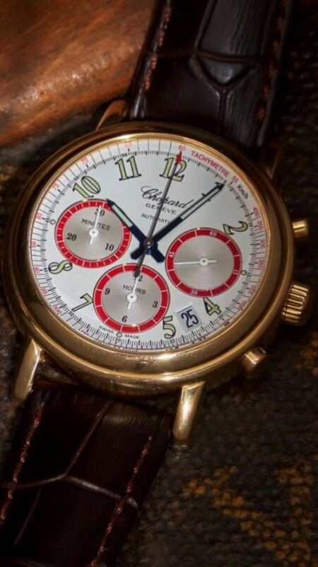 正規品CHOPARD腕時計18K製ショパールMilleMigliaAutomaticメンズクロノグラフGold750製即決可能です。