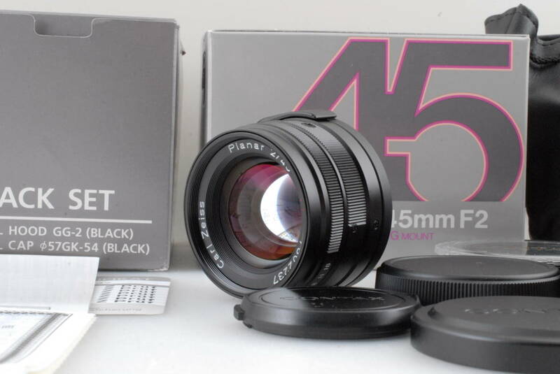【ほぼ未使用 保障付 動作確認済】CONTAX Carl Zeiss Planar T* 45mm f/ 2 Black Lens for G1 G2 コンタックス プラナー レンズ #Q6684