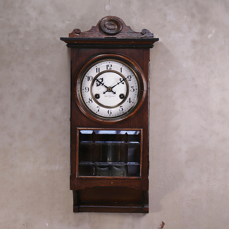 【開】 明治時代-大正時代 『精工舎』 スリゲル型節硝子（カットガラス）半打機械式柱時計 座敷時計掛時計 ボンボン時計 AC312