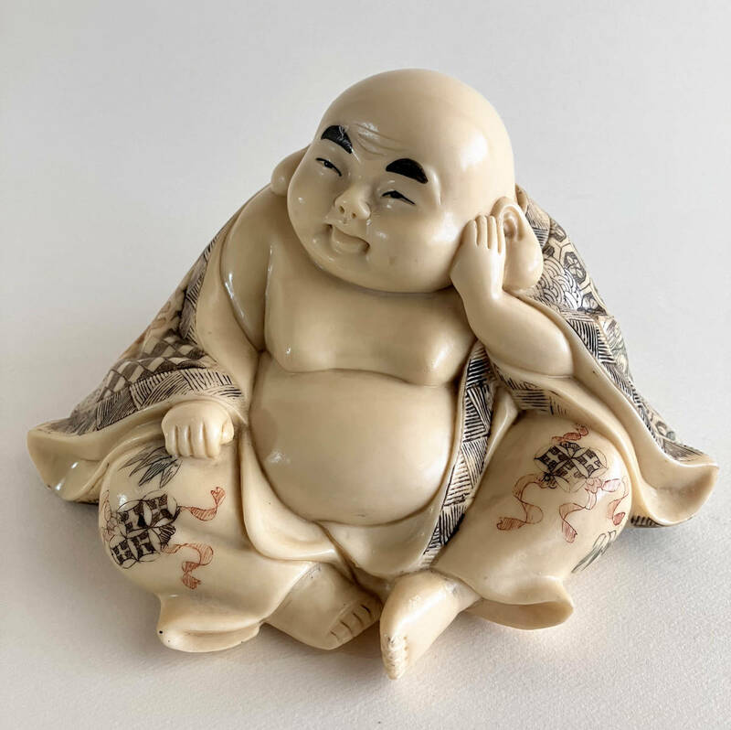 布袋様　七福神　中国　石彫　彫刻　装飾　置物　展示　海外　美術品　工芸　伝統　アンティーク　大連土産