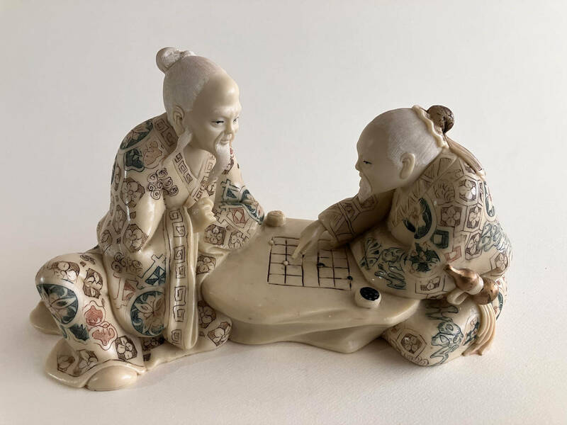中国　石彫　囲碁　装飾　置物　展示　海外　美術品　工芸　伝統　アンティーク　大連土産