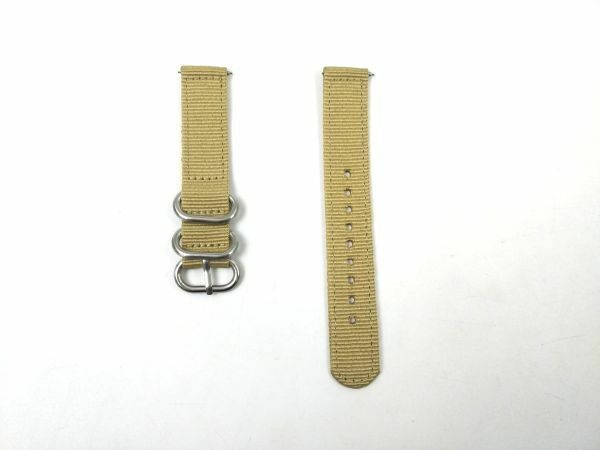 ナイロン製ミリタリーストラップ 交換用腕時計ベルト クイックリリース カーキ 18mm