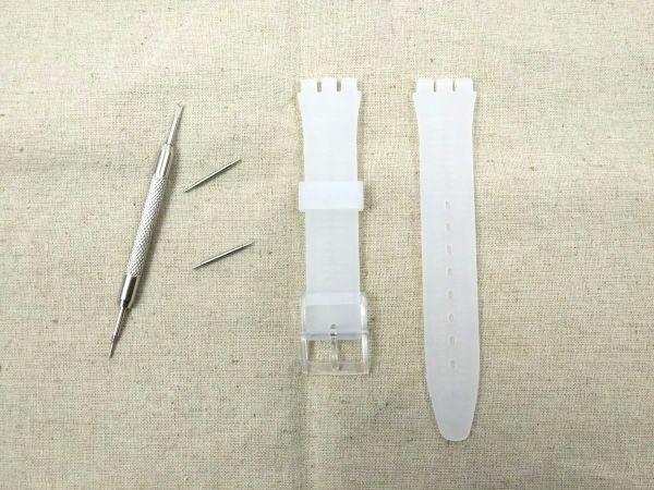 swatch用 シリコンラバーストラップ 交換用腕時計ベルト 17mm 半透明ホワイト
