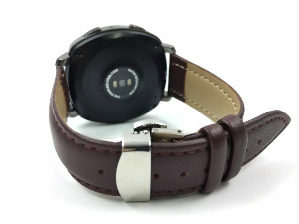 腕時計用レザーベルト 本革レザー バンド ステンレスバックル バネ棒付属 両開き 観音開き 20mm ブラウン